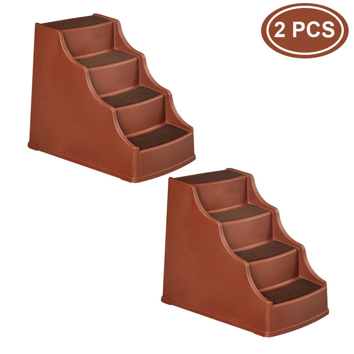 2pc Amazon Basics 4 Step Non Slip Pet Stairs for Dogs and Cats, Cocoa
