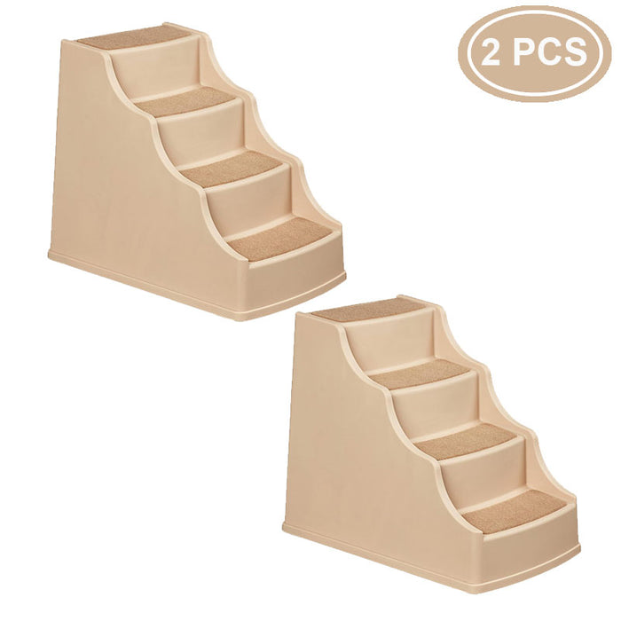 2pc Amazon Basics 4 Step Non Slip Pet Stairs for Dogs and Cats, Tan