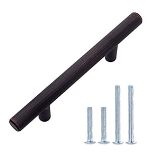Amazon Basics Euro Bar Cabinet Handle (1/2" Diameter), 5.38" Length (3" Hole Center), Oil Rubbed Bronze, 25-Pack