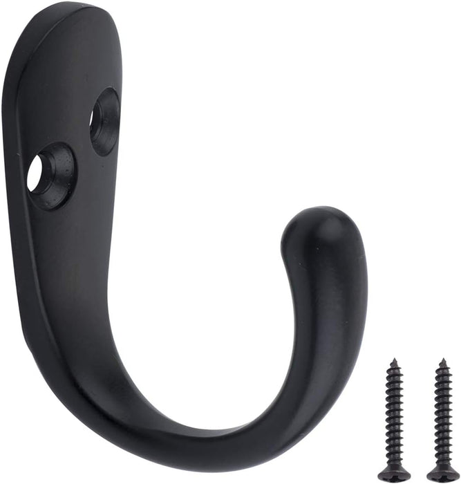 Amazon Basics Single Prong Robe Hook, Flat Black, 5-Pack