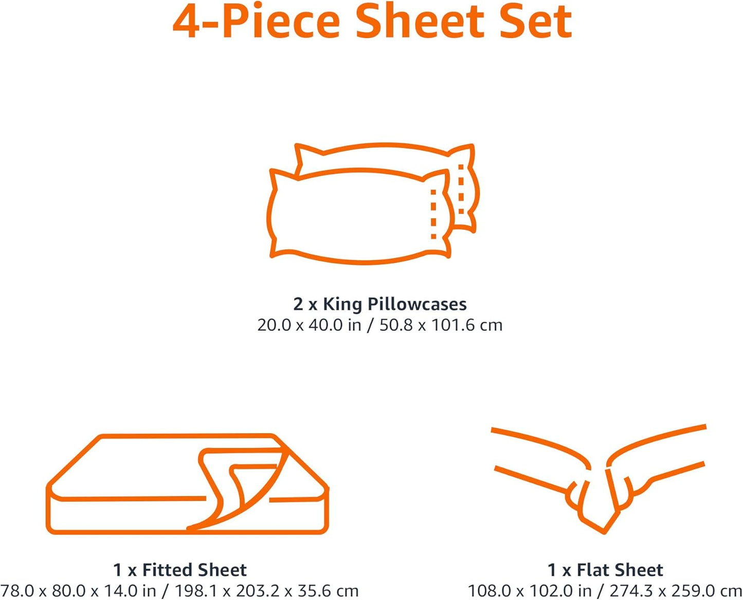 Amazon Basics Soft King Size Bed Sheets, Deluxe Microfiber 4-Piece, Gray Arrows