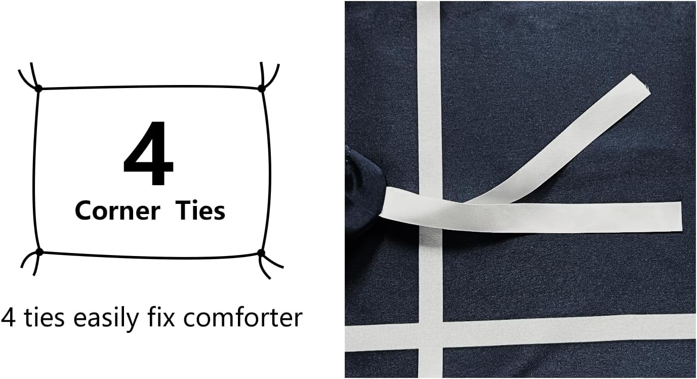 Amazon Basics 2-Piece Microfibre Duvet Cover Set, Duvet Cover 135 x 200 cm and 1 Pillowcase 80 x 80 cm, Navy Blue Check