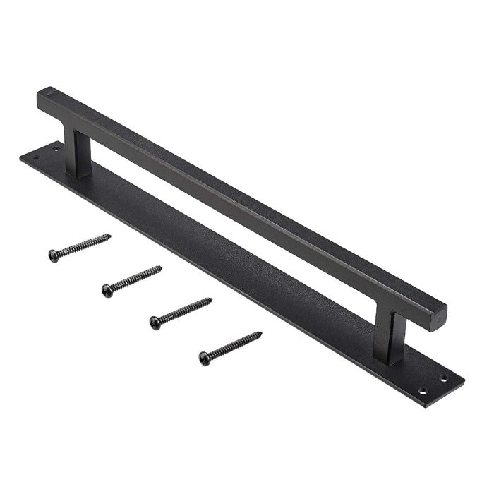 AmazonBasics Barn Door Handle Pull Set - Straight Rustic, Black