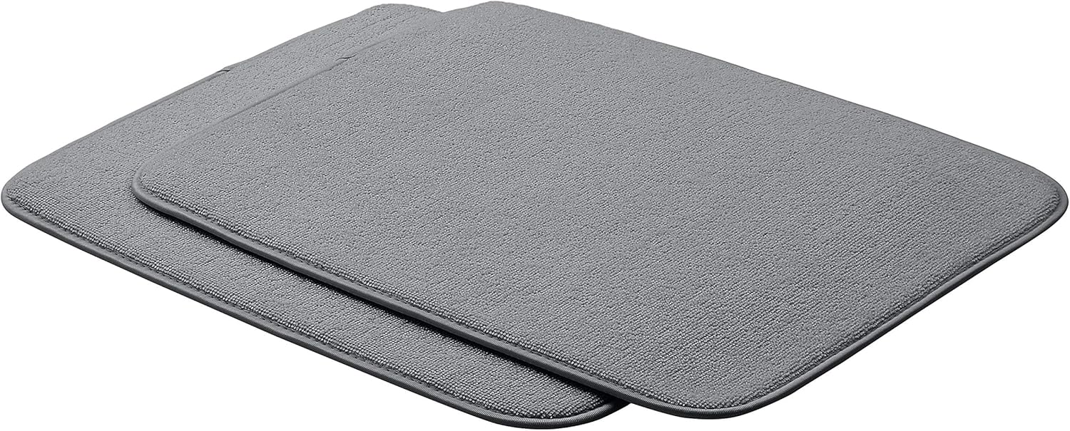 Amazon Basics Rectangular Drying Mat, 2-Pack, 41x46cm / 16x18", Charcoal, Solid