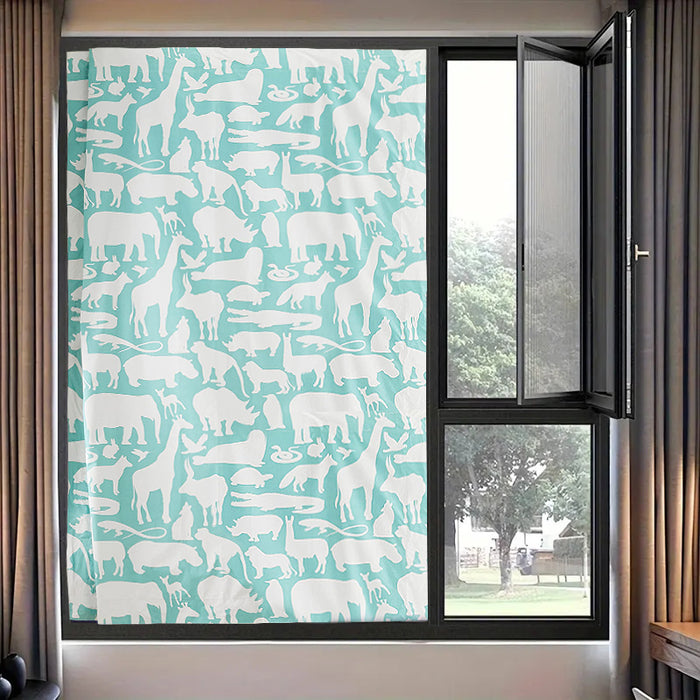 AmazonBasics Portable Kids Travel Window Blackout Curtain Shades with Suction Cups - Teal Zoo