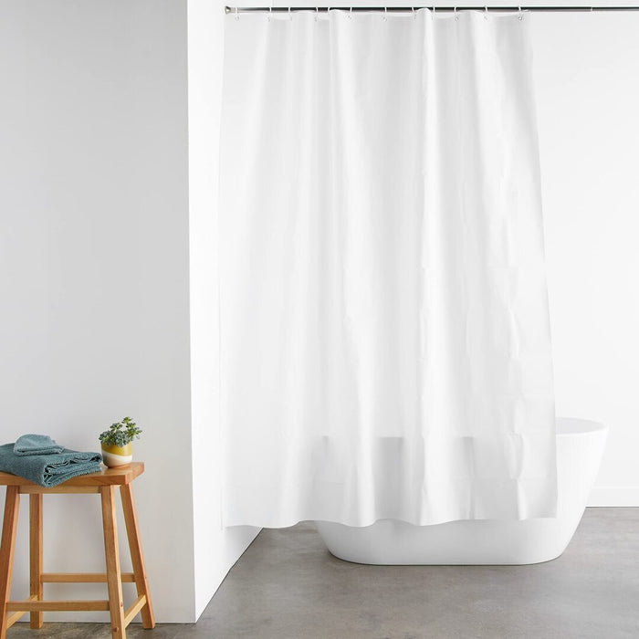 Amazon Basics 8-Gauge PEVA Shower Curtain Liner with Metal Grommets and Plastic Hooks White 72" x 84"