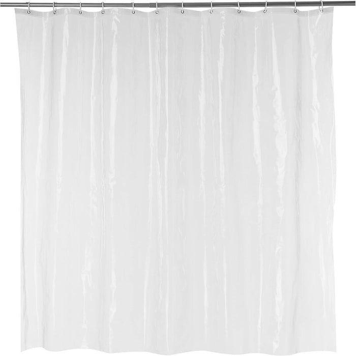 Amazon Basics 8-Gauge PEVA Shower Curtain Liner with Metal Grommets and Plastic Hooks White 72" x 72"