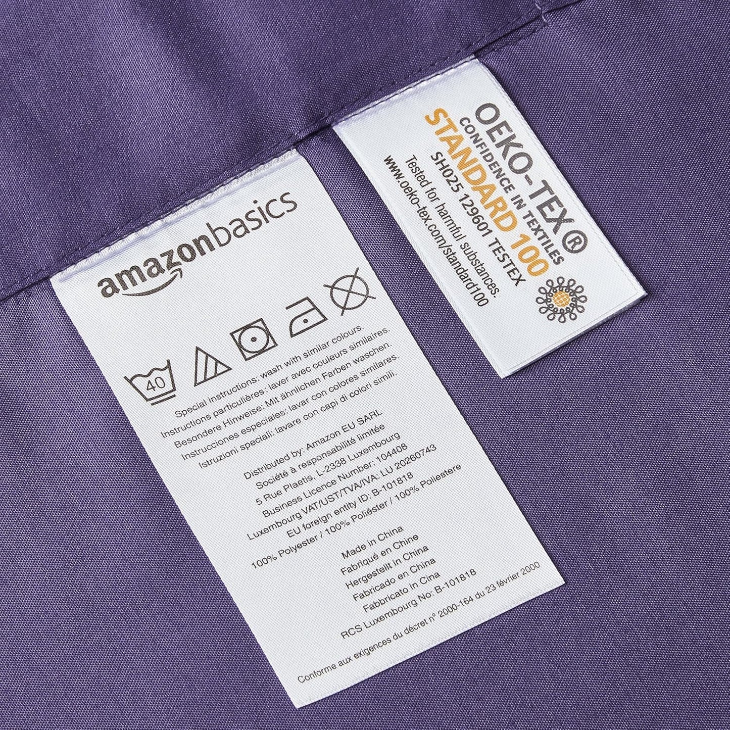 Amazon Basics Microfibre Duvet Cover Set 3 Pieces 200 x 200 cm Lightweight