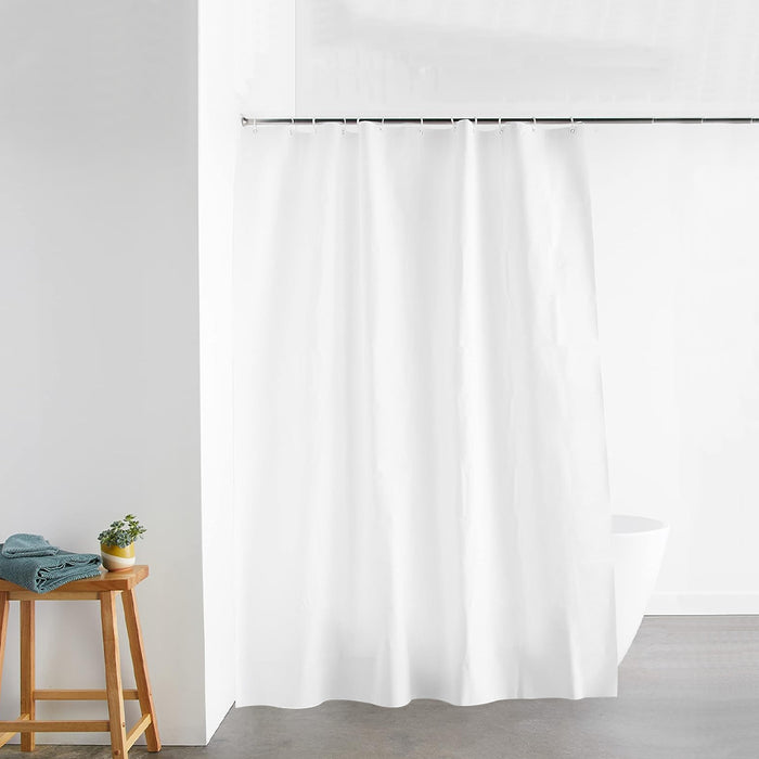 Amazon Basics 8-Gauge PEVA Shower Curtain Liner with Metal Grommets and Plastic Hooks White 72" x 78"