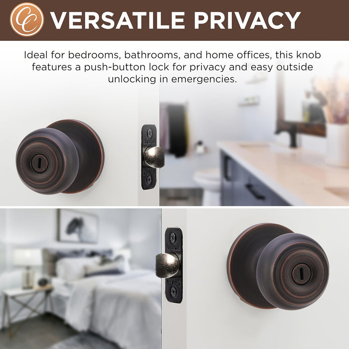 Amazon Basics Entry Door Knob With Lock and Deadbolt, Coastal, Oil Rubbed Bronze