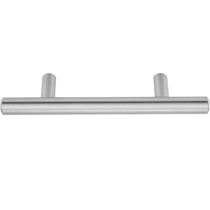Amazon Basics Euro Bar Cabinet Handle (1/2" Diameter), 5.38" Length (3" Hole Center), Satin Nickel, 50-Pack