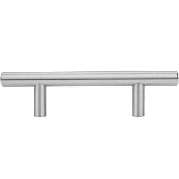 Amazon Basics Euro Bar Cabinet Handle (1/2" Diameter), 5.38" Length (3" Hole Center), Satin Nickel, 50-Pack