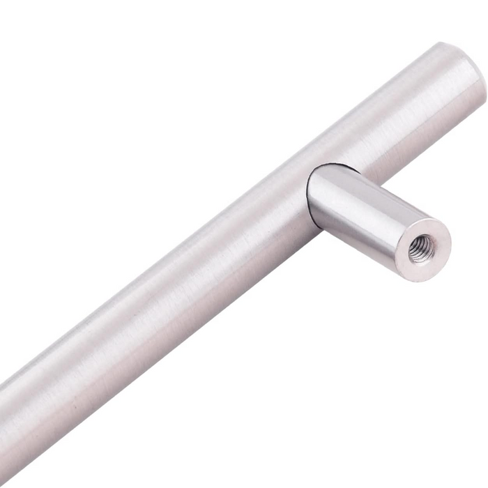 Amazon Basics Euro Bar Cabinet Handle (1/2" Diameter), 5.38" Length (3" Hole Center), Satin Nickel, 50-Pack