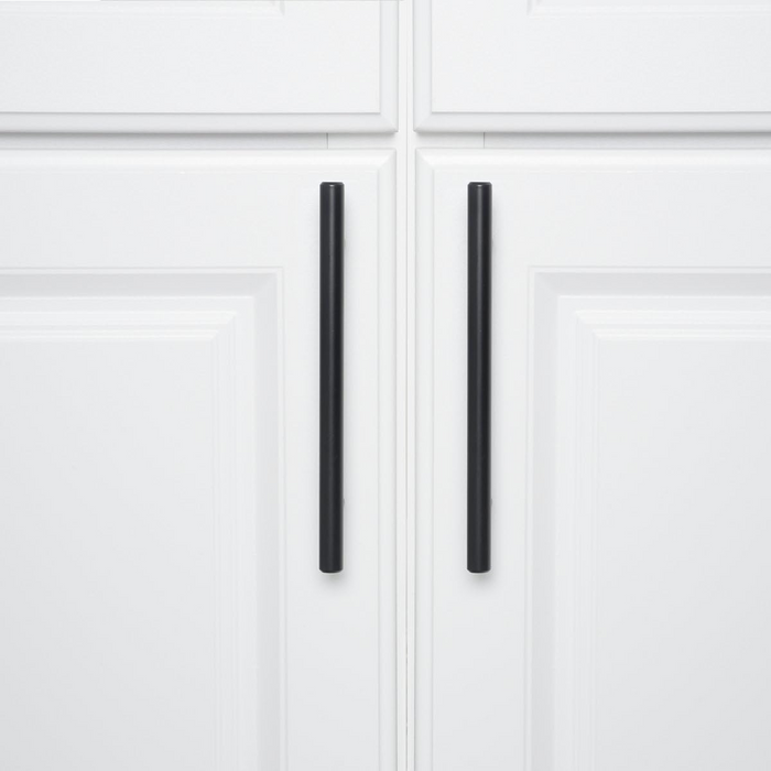 Amazon Basics Euro Bar Cabinet Handle (1/2" Diameter), 7.38" Length (5" Hole Center), Flat Black, 10-Pack
