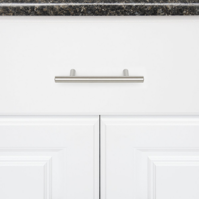 Amazon Basics Euro Bar Cabinet Handle (1/2" Diameter), 5.88" Length (3.5" Hole Center), Satin Nickel, 10-Pack