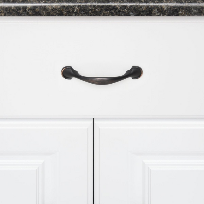 Amazon Basics Rounded Foot Cabinet Handle, 4.63" Length (3" Hole Center), Oil Rubbed Bronze, 10-Pack