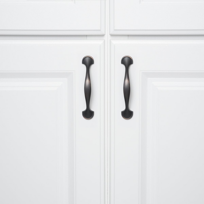 Amazon Basics Rounded Foot Cabinet Handle, 4.63" Length (3" Hole Center), Oil Rubbed Bronze, 10-Pack