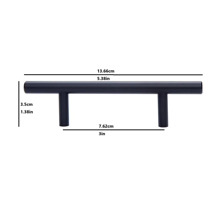 Amazon Basics Euro Bar Cabinet Handle (3/8" Diameter), 5.38" Length (3" Hole Center), Flat Black, 10-Pack