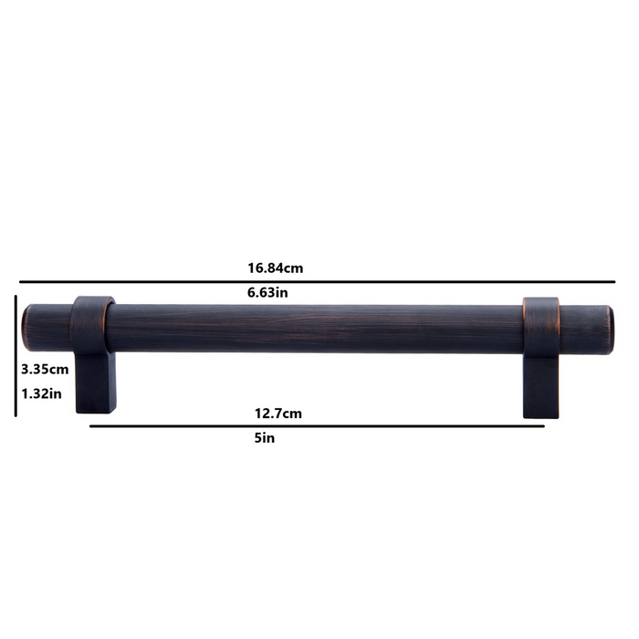 Amazon Basics Straight Bar Cabinet Handle, 6.63" Length (5" Hole Center), Oil Rubbed Bronze, 10-Pack