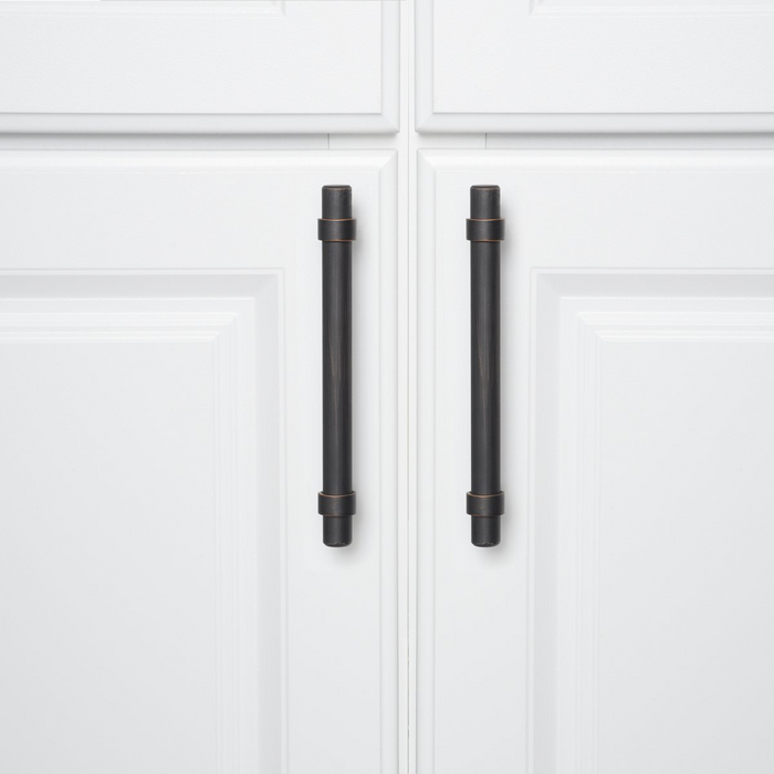 Amazon Basics Straight Bar Cabinet Handle, 6.63" Length (5" Hole Center), Oil Rubbed Bronze, 10-Pack