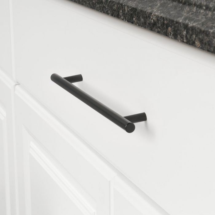 Amazon Basics Euro Bar Cabinet Handle (1/2" Diameter), 10" Length (7.5" Hole Center), Flat Black, 10-Pack