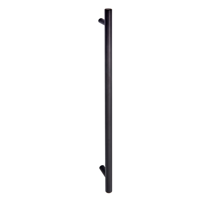 Amazon Basics Euro Bar Cabinet Handle (1/2" Diameter), 15" Length (12.63" Hole Center), Flat Black, 10-Pack