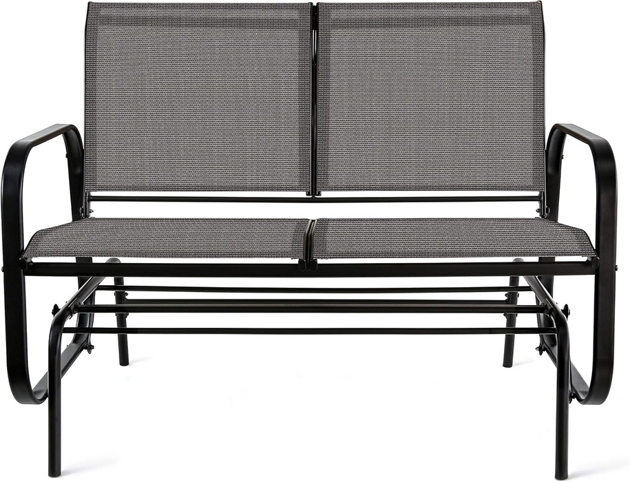 Amazon Basics Outdoor 2-Person Patio Sling Glider Chair, Black, 27.56" D x 47.24" W x 36.22" H