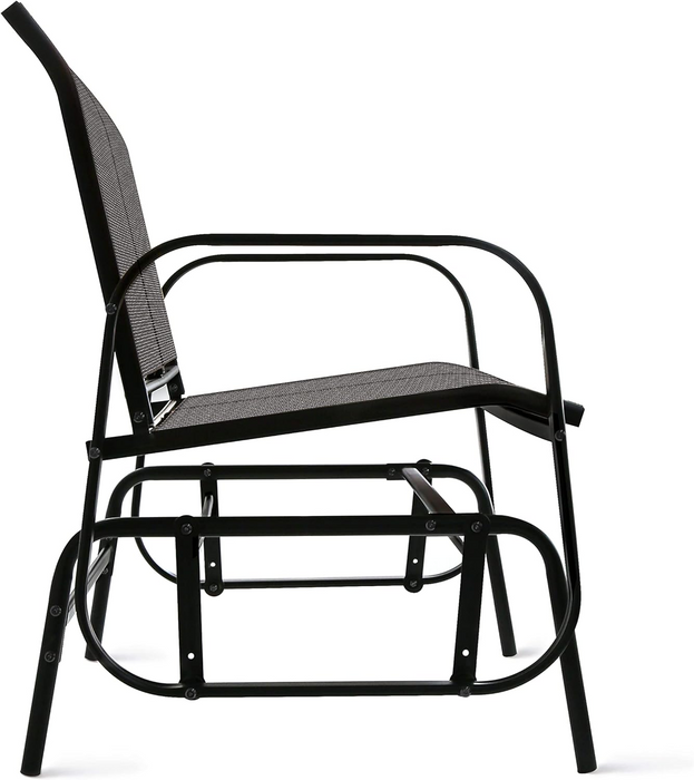 Amazon Basics Outdoor 2-Person Patio Sling Glider Chair, Black, 27.56" D x 47.24" W x 36.22" H