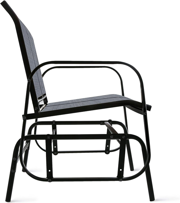 Amazon Basics Outdoor 2-Person Patio Sling Glider Chair, 27.5"D x 47.24"W x 36.2"H, Blue Gray