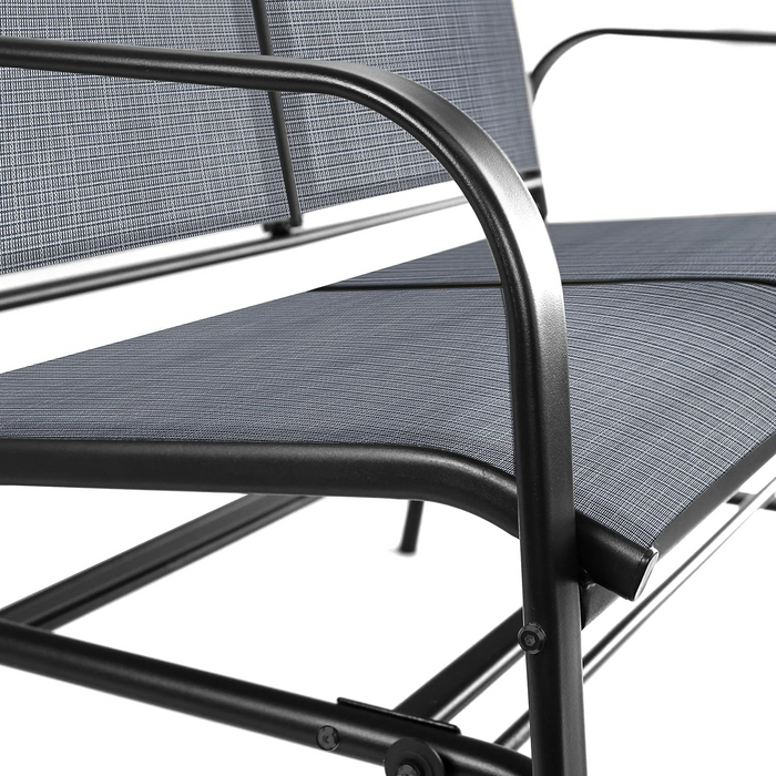 Amazon Basics Outdoor 2-Person Patio Sling Glider Chair, 27.5"D x 47.24"W x 36.2"H, Blue Gray