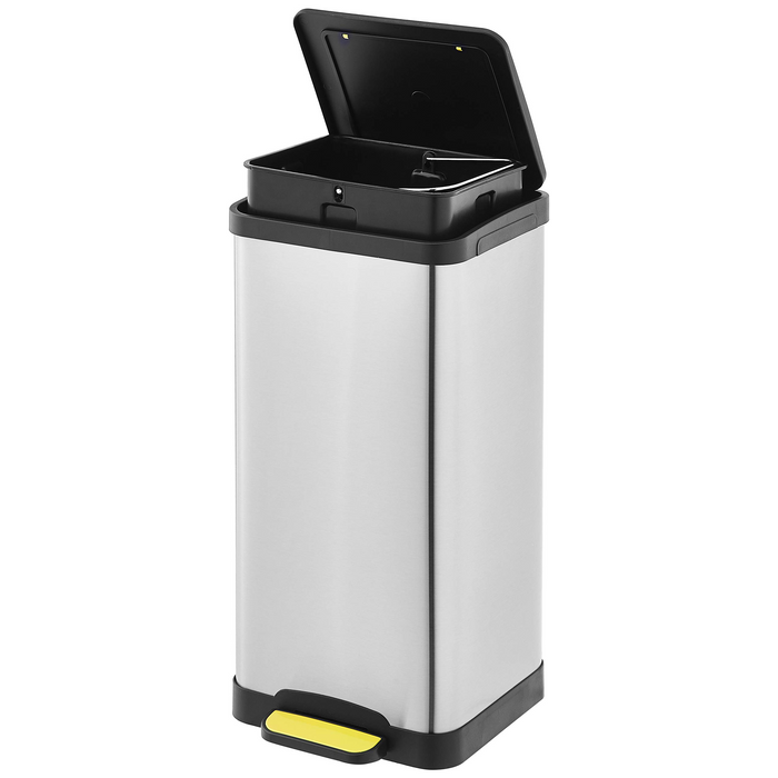 Amazon Basics Rectangular Plastic Dustbin Set of 3 - Yellow, Blue, Green, 3 x 15 L