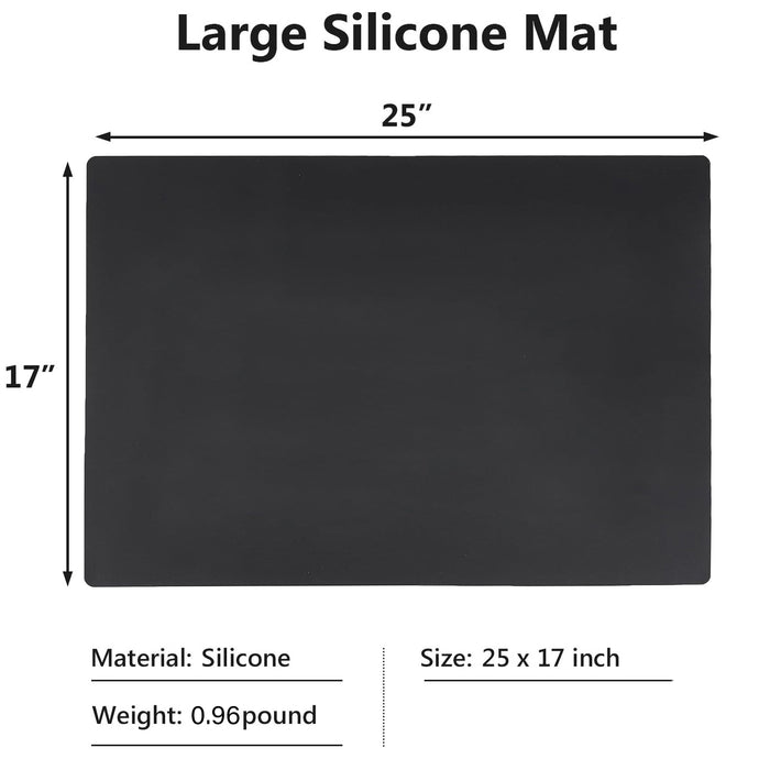 AmazonCommercial Silicone Mats, Countertop Protector, Kitchen Counter Mat, Set of 2, Multipurpose, Rectangular, Black, 63.5 cm x 43.1 cm
