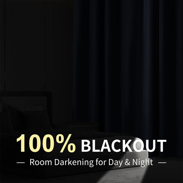 Amazon Basics Grommetted Room Darkening Thermal Insulating Blackout Curtain Set with Tie Backs - 90x66 Inches, Navy (2 Panels)