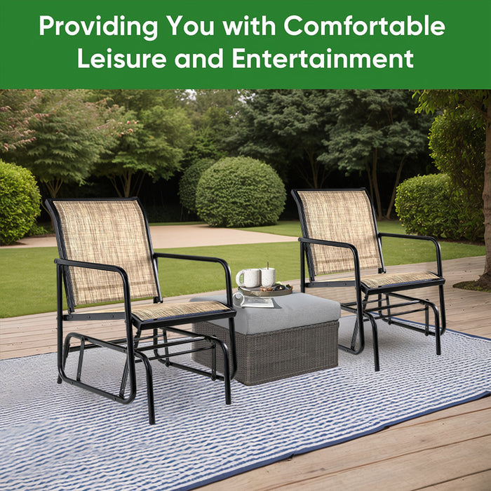 Amazon Basics Outdoor Patio Textilene Glider Chair, Brown, 29.12"D x 22.44"W x 34.65"H