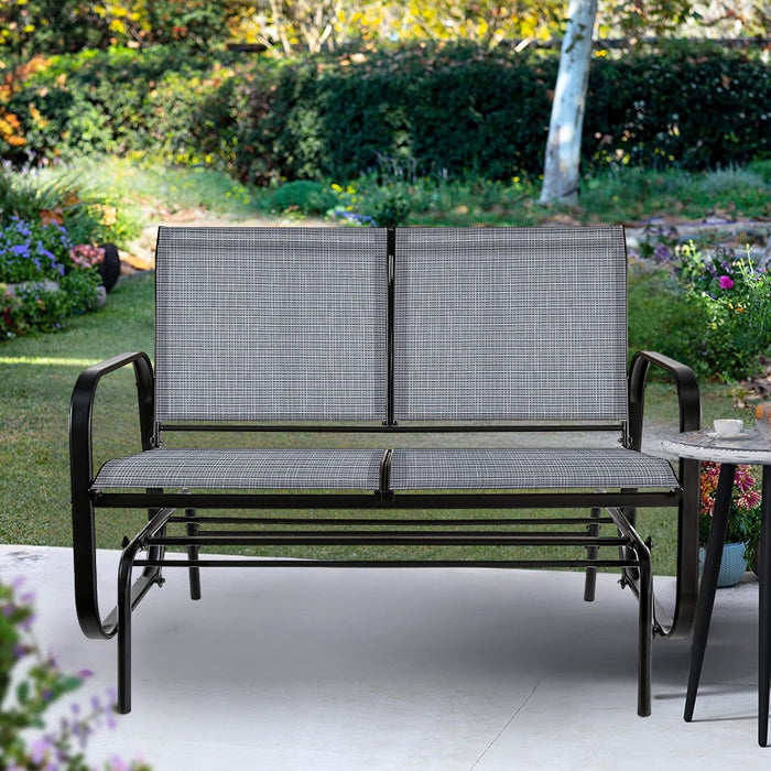 Amazon Basics Outdoor 2-Person Patio Sling Glider Chair, 27.5"D x 47.24"W x 36.2"H, Blue Gray