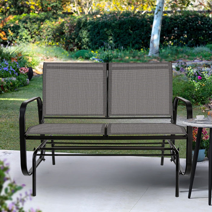 Amazon Basics Outdoor 2-Person Patio Sling Glider Chair, Black, 27.56" D x 47.24" W x 36.22" H