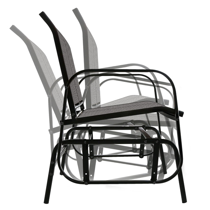 Amazon Basics Outdoor 2-Person Patio Sling Glider Chair, Black, 27.56" D x 47.24" W x 36.22" H