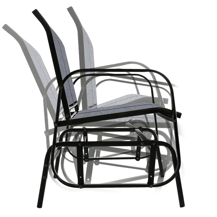 Amazon Basics Outdoor 2-Person Patio Sling Glider Chair, 27.5"D x 47.24"W x 36.2"H, Blue Gray