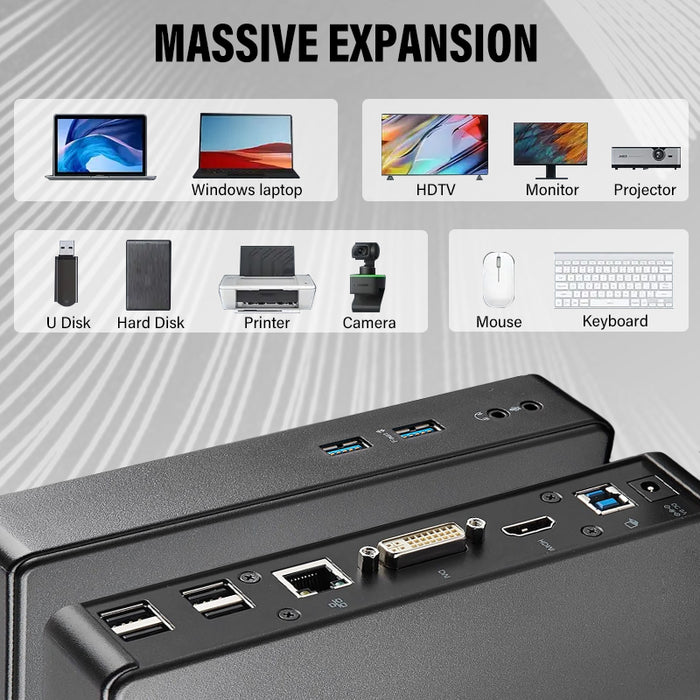 Amazon Basics USB 3.0 Universal Laptop Dual Monitor Docking Station, Black