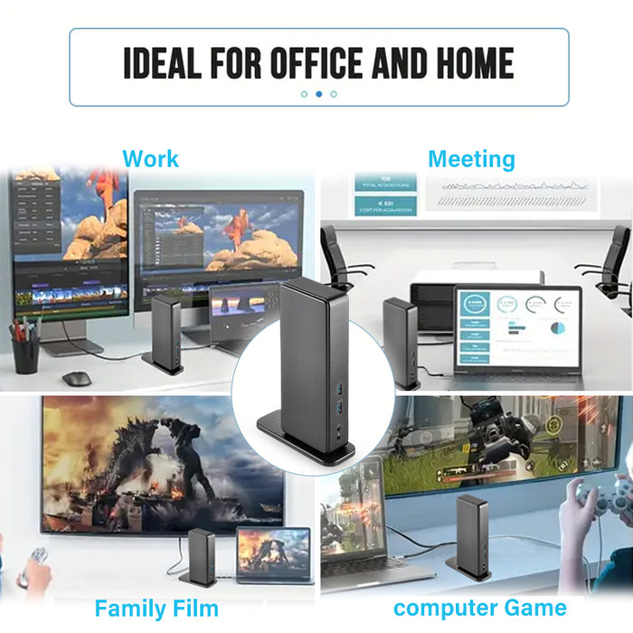 Amazon Basics USB 3.0 Universal Laptop Dual Monitor Docking Station, Black