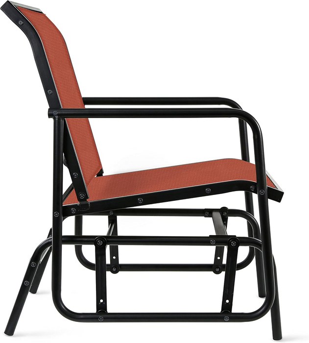 Amazon Basics Outdoor Patio Textilene Glider Chair, Orange, 29.13" D x 22.44" W x 34.65" H
