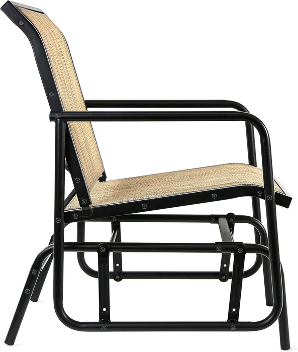Amazon Basics Outdoor Patio Textilene Glider Chair, Brown, 29.12"D x 22.44"W x 34.65"H