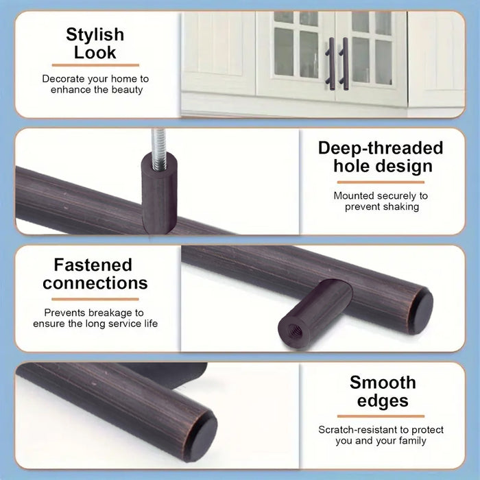 Amazon Basics Euro Bar Cabinet Handle (1/2" Diameter), 5.38" Length (3" Hole Center), Oil Rubbed Bronze, 25-Pack