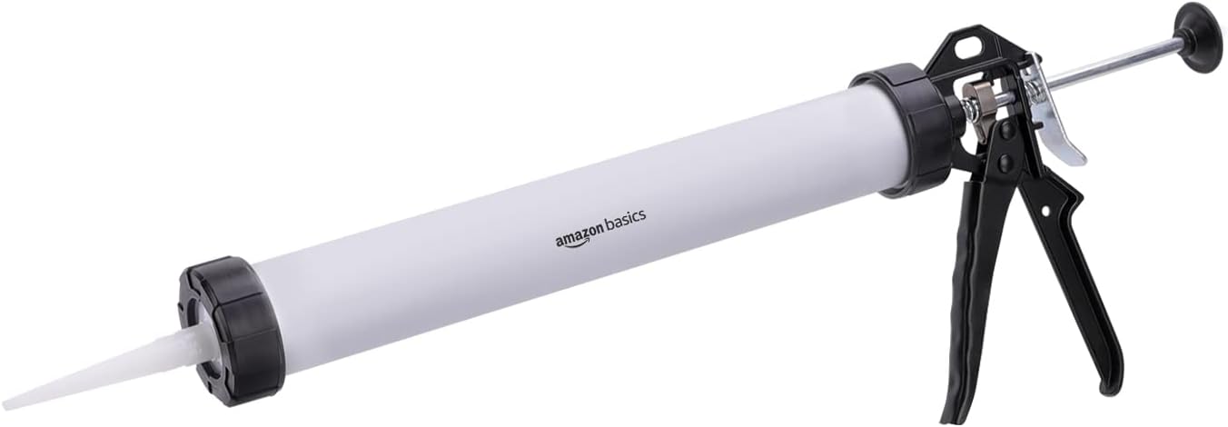Amazon Basics Pistola de calafateo de salchicha selladora de aluminio -20.3 fl oz/20oz - Relaci¨®n de empuje 12: 1