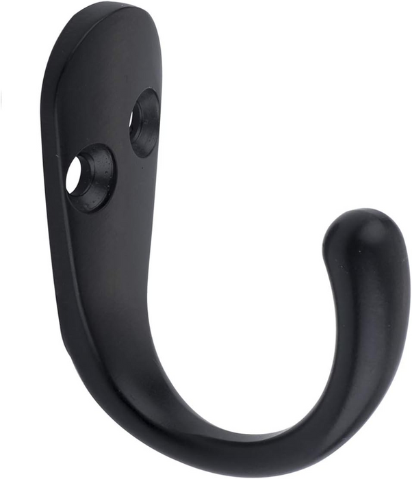 Amazon Basics Single Prong Robe Hook, Flat Black, 5-Pack