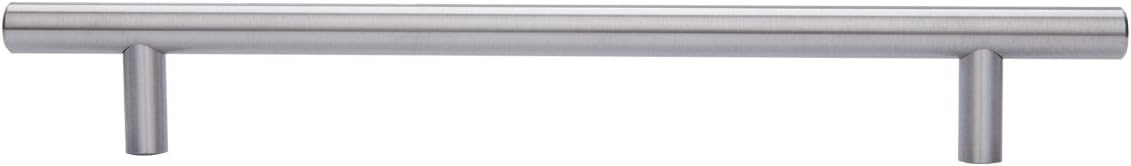Amazon Basics Euro Bar Cabinet Handle (1/2" Diameter), 11.19" Length (8.82" Hole Center), Satin Nickel, 10-Pack