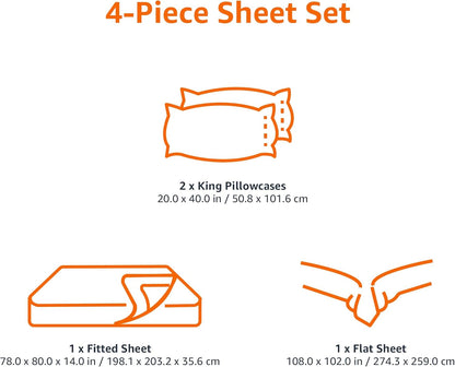 Amazon Basics Soft King Size Bed Sheets, Deluxe Microfiber 4-Piece, Gray Arrows