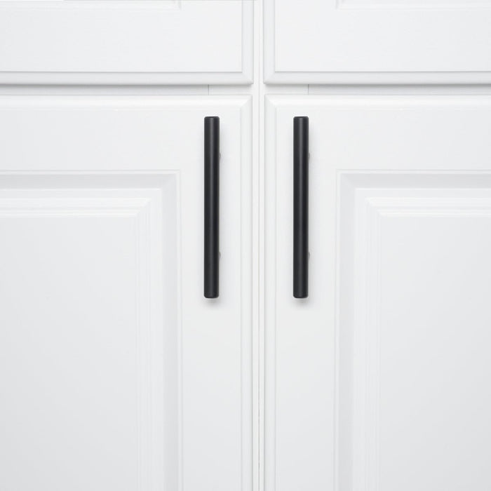 Amazon Basics Euro Bar Cabinet Handle (1/2-inch Diameter), 5.38-inch Length (3-inch Hole Center), Flat Black, 60-Pack