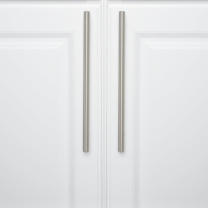 Amazon Basics Euro Bar Cabinet Handle (1/2" Diameter), 11.19" Length (8.82" Hole Center), Satin Nickel, 10-Pack