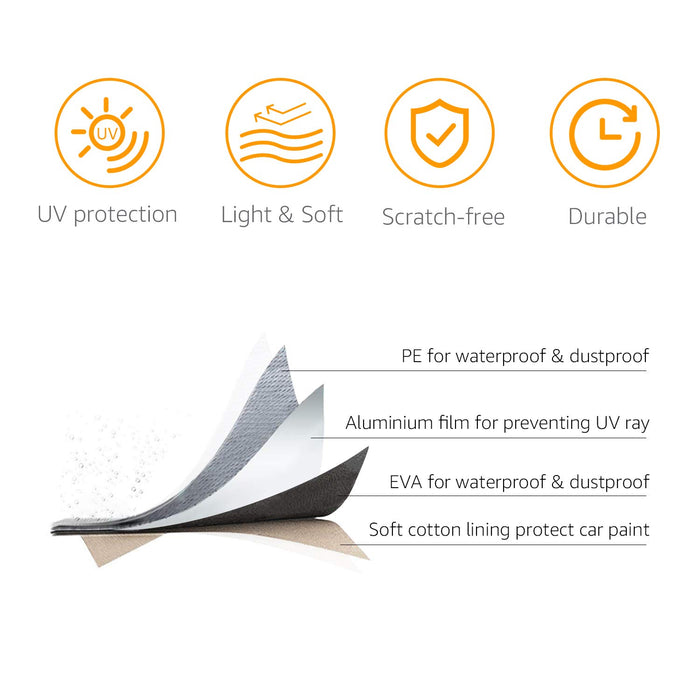 AmazonBasics
Silver
Weatherproof Car
Cover - PEVA with
Cotton, Sedans up
to 180in